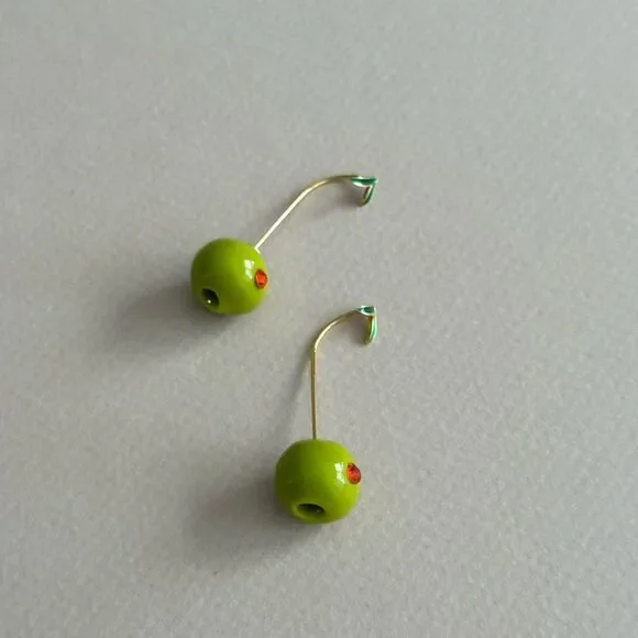 Olive Green Drop Earrings #1705 - Picture 4 of 4